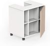 Muebles Pitarch | Badezimmerschrank mit Waschbeckenunterschrank, Breite 60 cm, mit Rollen, 1 Tür links oder rechts, Weiß und Aurora Eiche, Modell Sintra Bild 4