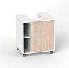 Muebles Pitarch | Badezimmerschrank mit Waschbeckenunterschrank, Breite 60 cm, mit Rollen, 1 Tür links oder rechts, Weiß und Aurora Eiche, Modell Sintra Bild 5