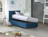 Talamo Italia - Einzelbett Cosetta, Bettkasten mit Stoffbezug, 100% Made in Italy, seitliche Öffnung, inklusive Matratze 80x190 cm, Blau Bild 4