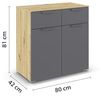 rauch Aditio Box, Kommode, 2-türig, 2 Schubladen, mit Softclose-Funktion, Farbe Grau metallic/Eiche Artisan, BxHxT 80x81x42cm Bild 3