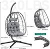 YITAHOME Hängesessel mit Kissen, Max. Belastung 150 kg, Hängesessel Outdoor mit Gestell Körbe 80 x 65 x 108 cm Hängesessel Stabiler Rattan für Garten, Indoor & Outdoor, Schwarz Eiersessel & Grau Cushio Bild 4