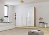 Rauch Möbel Alabama, Kleiderschrank, Garderobenschrank, 3-türig, Zubehör Classic, 2 Kleiderstangen, 5 Einlegeböden, Farbe Hochglanz Weiß/Eiche Artisan, Holz, Griff Grau metallic, 136 x 210 x 57 cm Bild 2