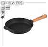 Ø24cm Grillpfanne aus Gusseisen mit Glasdeckel Induktion Holzgriff Bratpfanne Pfanne Feuerpfanne Bild 4