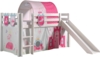 Vipack 'Pino' Halbhochbett weiß, inkl. Rutsche und Textilset 'Princess'