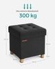 Songmics Sitzhocker mit Stauraum, kleine klappbare Sitzbank, 38x38 cm Fußbank, Aufbewahrungsbox, bis 300 kg belastbar, für Wohnzimmer Schlafzimmer Schlafsaal, Schwarz Bild 3