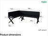MEBLINI Eckbank für Esszimmer mit ausziehbarem Tisch - Küchenbank - Essecke - Sitzecke Küche - TONI - X-Beine 142x196x87cm Links - Schwarz Kunstleder/B Weiß Hochgl. Bild 3