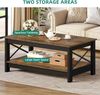 YITAHOME Couchtisch, Wohnzimmertisch, 2-stöckiger Dicker Holz Rechteckiger Couchtisch, X-Form Metal Side Support, Stabil 100 x 55,3 x 45 cm Bild 3
