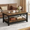 YITAHOME Couchtisch, Wohnzimmertisch, 2-stöckiger Dicker Holz Rechteckiger Couchtisch, X-Form Metal Side Support, Stabil 100 x 55,3 x 45 cm Bild 4