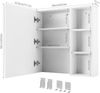 Mondeer Badezimmerspiegelschrank Badezimmerspiegel mit 1 Tür und 4 Haken verstellbare Ablagen, 65 x 15 x 65 cm, Weiß Bild 3