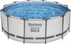 Bestway Steel Pro MAX Frame Pool Komplett-Set mit Filterpumpe Ø 366x122 cm, lichtgrau, rund, Grau Bild 4