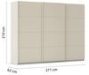 Rauch Möbel Kulmbach, Kleiderschrank mit Schwebetüren für Schlafzimmer, Kinderzimmer, Garderobe, Flur, 3-türig, mit Soft-Close-Funktion, Zubehör Premium, Farbe Beige, Breite 271 cm Bild 3