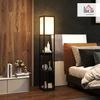 HOMCOM Stehlampe moderne Stehleuchte mit USB-Anschluss, Fußschalter, Ablagen, ohne Leuchtmittel, für Wohnzimmer, Schlafzimmer, Schwarz+Weiß Bild 2