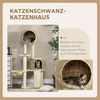PawHut Kratzbaum Katzenbaum mit Katzenhaus, Katzenkratzbaum, Plüsch, Beige, 60B x 60T x 150H cm Bild 3
