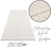 Teppich Läufer - Hochflor - Boho - Cream - 80x300cm - Einfarbig - Modern Raute Meliert Muster - Skandinavisch Flauschig Weich - Wohnteppich Schlafzimmer Dekoration Bild 2