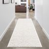 Teppich Läufer - Hochflor - Boho - Cream - 80x300cm - Einfarbig - Modern Raute Meliert Muster - Skandinavisch Flauschig Weich - Wohnteppich Schlafzimmer Dekoration Bild 3