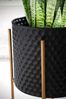 Blumentopf 2er Set Metall Schwarz Gold Rund mit Füßen Wabenmuster Indoor Bild 5