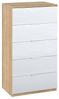 Dmora - Kommode mit Schubladen Mesquite, Wöchentlich mit 5 Schubladen, Kommode für Schlafzimmer, Moderne wöchentlich, cm 60x40h110, Eiche und Weiß Bild 3