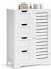 Mondeer Badkommode Badezimmerschrank (Moderne Shutter Design), mit 4 Schubladen 1 Tür,56 x 30 x 82,5cm, Weiß Bild 1