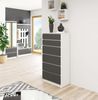 AKORD Kommode K60 mit 6 Schubladen | für das Wohnzimmer Schlafzimmer Schrank Büro Arbeitszimmer | Modernes Funktionales Design | B60 x H130 x T40 cm, Gewicht 43kg | Weiß/Graphitgrau Bild 2