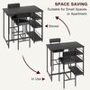 Bartisch mit Barhocker Set, Barhocker 3er Set für 2 Personen mit 1 Tisch + 2 Gepolsterte Stühle, Rückenlehne - Küchentisch mit 3 Ablagen, Esstisch für Wohnzimmer, Esszimmer und Küche, Schwarz Bild 2