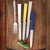 Opinel Bon Appetit Celeste Tafelmesser - rostfrei - 4 tlg - Stahl 12C27 - Buchenholzgriffe in weiß - blau - gelb - grau Bild 4