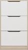 amuéblate online Schuhschrank mit 3 Türen, schmaler Schuhschrank, Modell Nico, Finish in Kambria und Weiß, Maße: 107 cm (Höhe) x 60 cm (Breite) x 17,3 cm (Tiefe) Bild 4