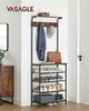 Vasagle Garderobenständer, Kleiderständer, Garderobe mit 5 Doppelhaken, Schuhregal mit 5 Ebenen, eine Ablage Oben, für Wohnungen, Schlafzimmer, Flur, Industrie-Design, vintagebraun-schwarz von Songmics HSR412B01 Bild 2