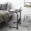 DlandHome Laptoptisch Höhenverstellbar mit Rollen 60 cm Betttisch Beistelltisch pflegetisch auf Rollen Computertische Mobiler Schreibtisch für krankenbett Schlafzimmer Mit Tablet-Steckplatz Schwarz Bild 3