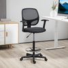 Vinsetto Arbeitsstuhl Mesh Bürostuhl Ergonomischer Schreibtischstuhl Zeichenstuhl mit verstellbarem Fußring Höhenverstellbare Drehstuhl mit Rollen für Arbeitszimmer Schwarz 60 x 56 x 110-132 cm Bild 2