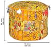 Aakriti Indian Pouf Fußhocker mit Stickerei Pouf, indische Baumwolle, Pouffe osmanischen Pouf Cover mit ethnischem Dekor Kunst - Cover (Yellow, 56x35 cms) Bild 3