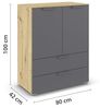 rauch Aditio Box, Kommode, 2-türig, 2 Schubladen, mit Softclose-Funktion, Farbe Grau metallic/Eiche Artisan, BxHxT 80x100x42cm Bild 3
