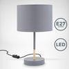 LED-Leuchtmittel B.K.Licht Tischleuchte Grau Textilschirm Ø20cm max. 40W E27 ohne Leuch Bild 2