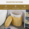 HOMCOM Wäschekorb Weidenrute geflochten mit Wäschesack mit Deckel (Wäschesammler, 1 St, Wäschebox), aus Weide, Natur 100L 51 x 38 x 57 cm Bild 3
