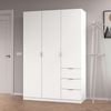 Habitdesign Kleiderschrank Türen und DREI Schubladen, Finish in Weiß, Maße: 135 cm 200 cm (Höhe) x 52 cm (Breite), Holz, Grande Bild 2