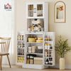 HOMCOM Küchenbuffet mit verstellbaren Regalboden, Arbeitsplatte, Acryltüren, Kabelloch (Vitrinenschrank, 1-St, Hochschrank) für Küche, Esszimmer, Weiß Bild 2