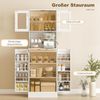 HOMCOM Küchenbuffet mit verstellbaren Regalboden, Arbeitsplatte, Acryltüren, Kabelloch (Vitrinenschrank, 1-St, Hochschrank) für Küche, Esszimmer, Weiß Bild 4