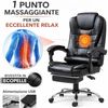 BAKAJI USB-Massagesessel, Schreibtischstuhl, Büro, drehbar, neigbar, Leder, Schwarz, Kunstleder, Medium Bild 4