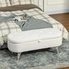 HOMCOM Sitzbank mit Stauraum Polsterbank mit Teddysamtoptik, Sitztruhe mit Metallbeine, Truhenbank für Wohnzimmer Schlafzimmer Flur 114 x 47 x 46,5 cm, Weiß Bild 2