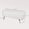 HOMCOM Sitzbank mit Stauraum Polsterbank mit Teddysamtoptik, Sitztruhe mit Metallbeine, Truhenbank für Wohnzimmer Schlafzimmer Flur 114 x 47 x 46,5 cm, Weiß Bild 3