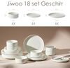 JIWOO Geschirr-Set 18er Tafelservice TellerSet Kombiservice Schüssel Speiseteller Set (18-tlg), 6 Personen, Keramik, Hochwertiges Keramik Geschirr Set Weiß Mikrowellen spülmaschinenfest Bild 2