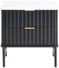 Nachttisch mit 2 Schubladen GLASTONBURY Marmor Optik Schwarz Bild 5