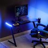 Baroni Home Ergonomischer Gaming-Schreibtisch mit Ständer und Haken für Kopfhörer und Becherhalter, Spieltisch aus MDF und Stahl, mit bunten LED-Lichtern, 100x60 cm Bild 2