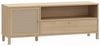 Forte SKELBIT TV-Schrank 160, Lowboard im Boho-Stil, 1-türig, 1 Schublade, offenes Fach, Wohnzimmer, Holzwerkstoff, Elegancia Eiche Holzdekor|Technorattan, 156,3 cm breit x 60,1 cm hoch x 42 cm tief Bild 2