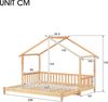 Ball & Cast Kinderbett (90x200 cm&180x200 cm) Tagesbett mit Fallschutz, Ausziehbares Hausbett, Doppelbett mit Lattenrost, Natur Bild 2