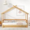 Ball & Cast Kinderbett (90x200 cm&180x200 cm) Tagesbett mit Fallschutz, Ausziehbares Hausbett, Doppelbett mit Lattenrost, Natur Bild 4