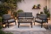 DEGAMO Gartenlounge-Set VANCOUVER 4-teilig, Aluminium anthrazit, Polster grau, wetterfest Bild 2