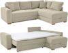 Ecksofa-Dauerschläfer Boxspring Federkern-Couch Topper Bettkasten, Cord Beige Grau Bild 2
