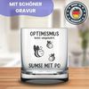 Lasernauten Whiskyglas Glas mit Gravur "Optimismus - Sumsi mit Po" lustiges Geschenk Bienchen, mit Gravur Bild 3