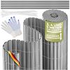 KESSER® PVC Sichtschutzmatte Sichtschutzzaun Balkonverkleidung Windschutz verstärkte Lamellen für Garten Balkon & Terrasse Balkonumrandung inkl Kabelbindern, Abdeckung & Handschuhe Hellgrau, 90 x 500 cm Bild 1