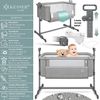 KESSER® Zustellbett Hubi 3in1 Baby Beistellbett Reisebett Babybett mit weich Matratze, mit Rollen Kinderbett, 5-fach Höhenverstellung, Faltbare Seitenwand für zu Hause und unterwegs Hellgrau Bild 2